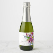 Paarse tuinbouwkundige minimalistische douaneschow sparkling wijnetiket (Voorkant)