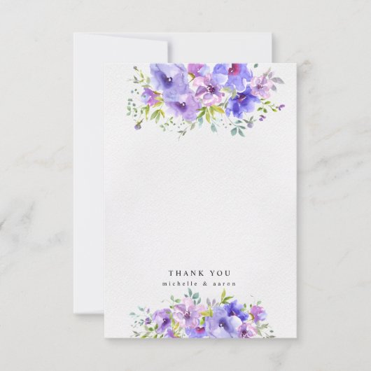 paarse tuinvloemen foto dankkaart bedankkaart (Voorkant)
