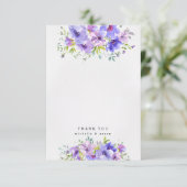 paarse tuinvloemen foto dankkaart bedankkaart (Staand voorkant)