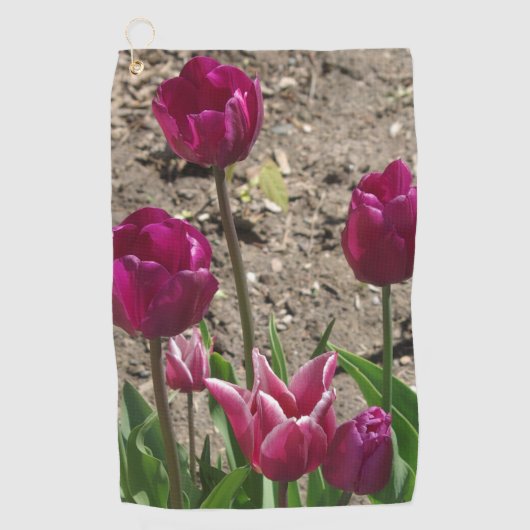 Paarse Tulieren golfhanddoek (Voorkant)