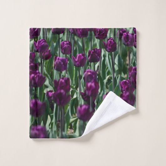 Paarse Tulip Bad Handdoek (Wasdoekje)