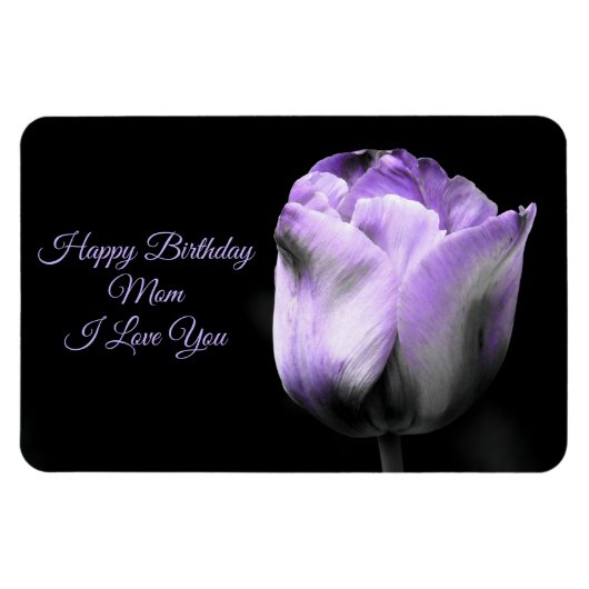 Paarse Tulip Birthday Mam *personaliseren/aanpasse Magneet (Horizontaal)