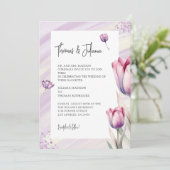Paarse Tulip Bloem Waterverf Bruiloft Kaart (Staand voorkant)