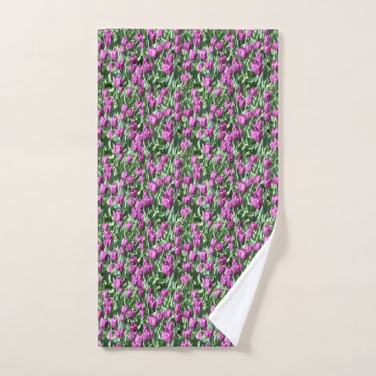 Paarse Tulip Blooms Floral Bath Towel Bad Handdoek (Handdoek)