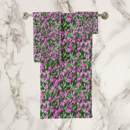 Paarse Tulip Blooms Floral Bath Towel Bad Handdoek