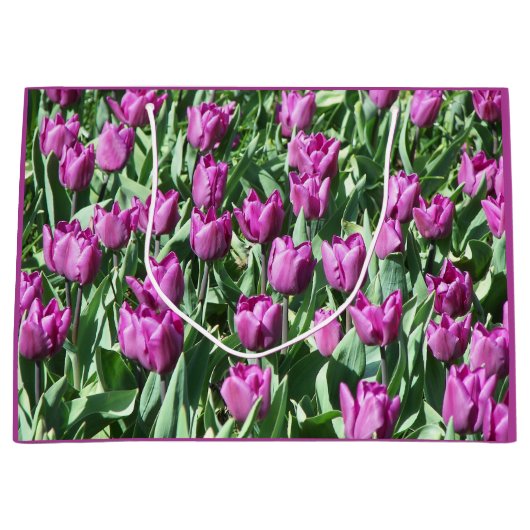 Paarse Tulip Blooms Floral Groot Cadeauzakje (Voorkant)