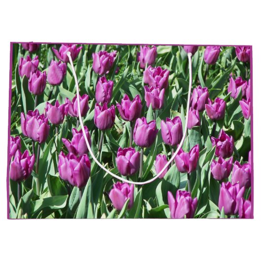 Paarse Tulip Blooms Floral Groot Cadeauzakje (Achterkant)