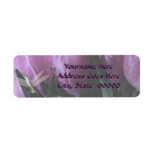 Paarse Tulip Dragonfly retouradreslabels Etiket
