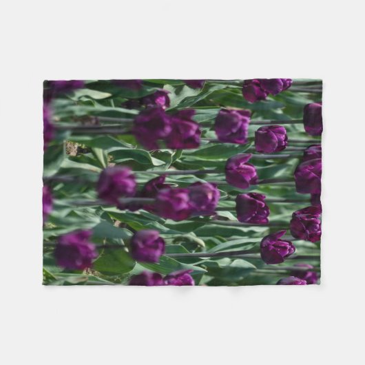 Paarse Tulip Fleece Deken (Voorkant (Horizontaal))