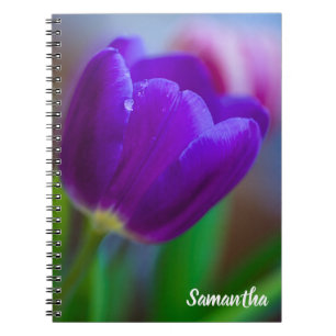Paarse Tulip Flower Spiral notitieboek
