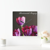Paarse Tulip vierkante klok (Huis)