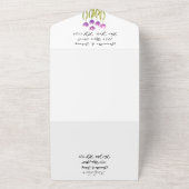 Paarse Tulip Waterverf Spring Wedding Elegant All In One Uitnodiging (Buitenkant)