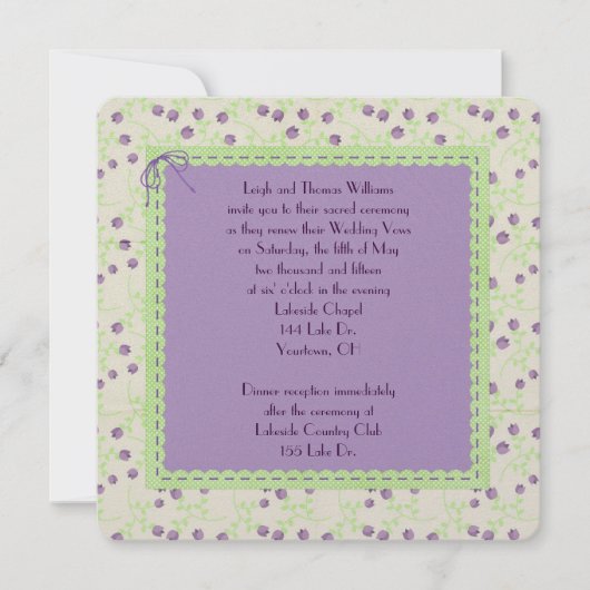 Paarse Tulip Wedding Vow Renewal Kaart (Voorkant)