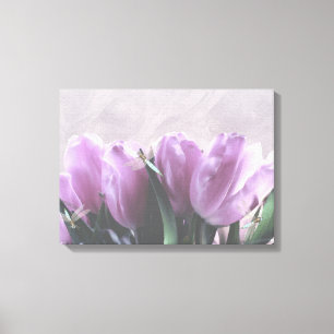 Paarse Tulips Aqua Dragonflies Canvas Wall Decor