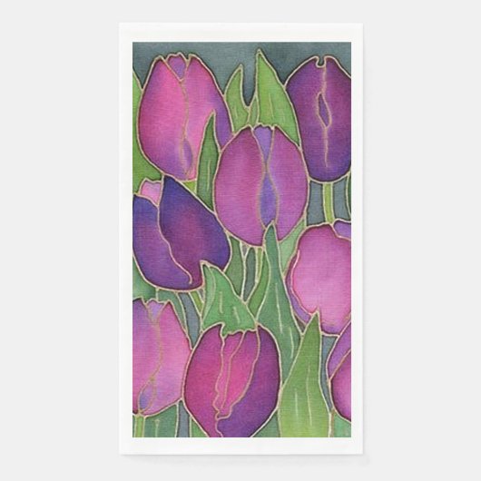 Paarse Tulips Floral Guest Towel Napkins Servet (Voorkant)