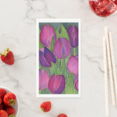 Paarse Tulips Floral Guest Towel Napkins Servet (Insitu)