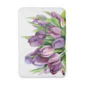Paarse Tulips Floral Waterverf Pattern Badmat (Voorkant Verticaal)