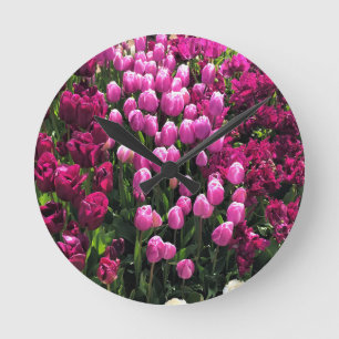 Paarse Tulips Garden Bed Ronde Klok
