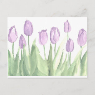 Paarse Tulips Garden Waterverf Flowers Briefkaart