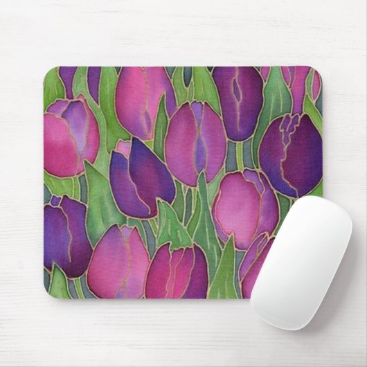 Paarse Tulips Mousepad Muismat (Met muis)
