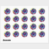 Paarse Tulips Waterverf personaliseren Ronde Sticker (Vel)