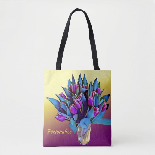 Paarse Tulips Waterverf personaliseren Tote Bag (Voorkant)