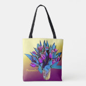 Paarse Tulips Waterverf personaliseren Tote Bag (Achterkant)