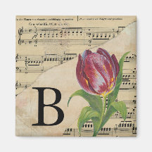Paarse Tulp Bladmuziek Monogram Initiaal B
