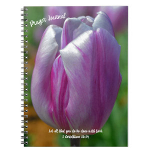 Paarse Tulp Bloem Bijbel Verse Gebed Journal Notitieboek