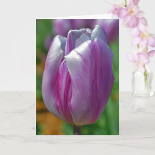 Paarse Tulp Bloem Bloemige Kunst Notitiekaart