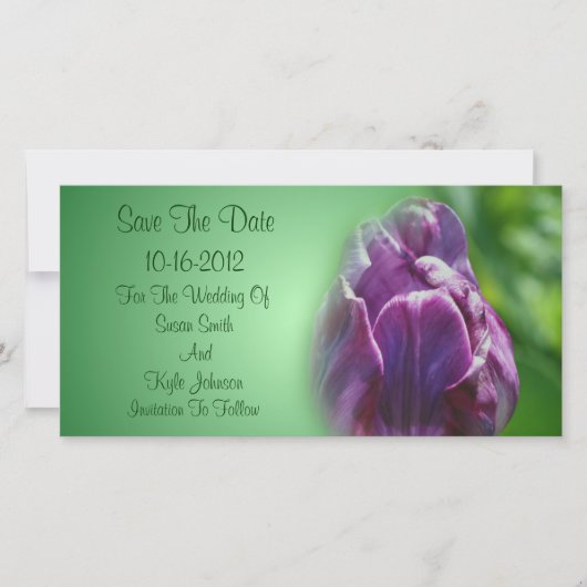 Paarse Tulp Bloem Bruiloft Save The Date (Voorkant)