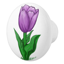 Paarse Tulp Bloem Keramische Knop