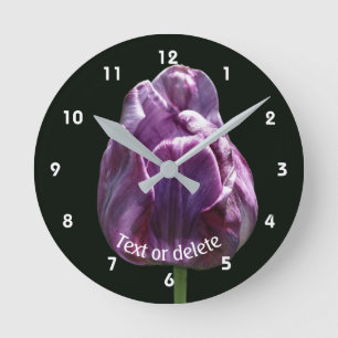 Paarse Tulp Bloem Persoonlijk Ronde Klok