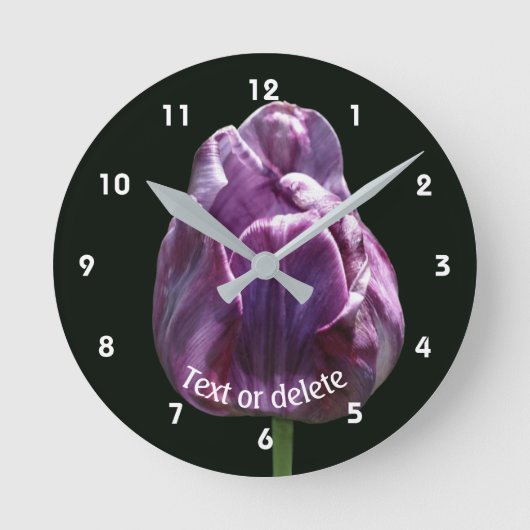 Paarse Tulp Bloem Persoonlijk  Ronde Klok (Voorkant)