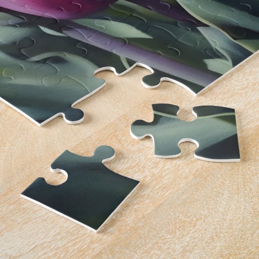 Paarse Tulp Bloem Tuin Kunst Puzzel (Zijkant)