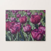 Paarse Tulp Bloem Tuin Kunst Puzzel (Horizontaal)