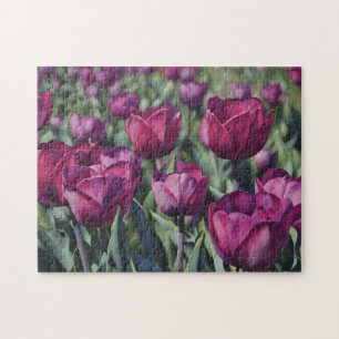 Paarse Tulp Bloem Tuin Kunst Puzzel