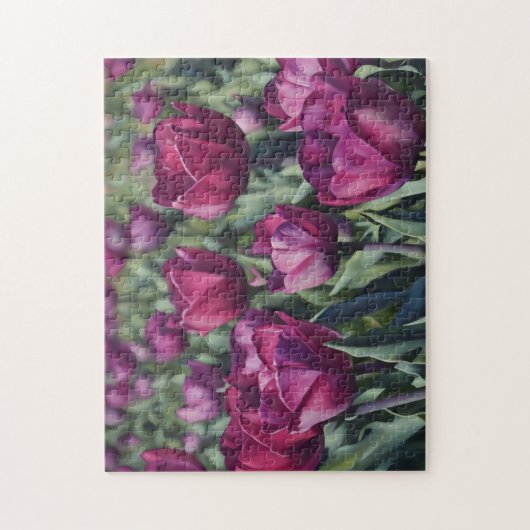 Paarse Tulp Bloem Tuin Kunst Puzzel (Verticaal)