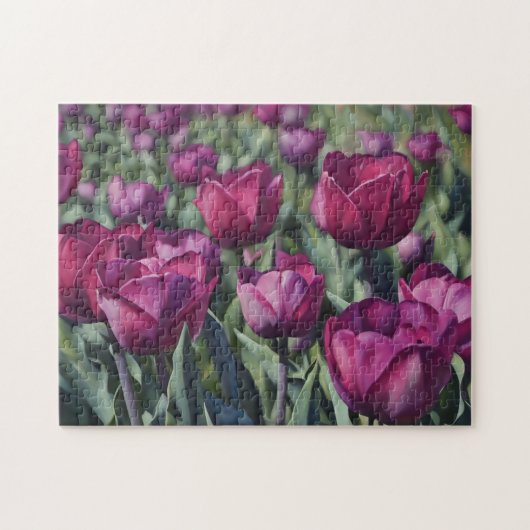 Paarse Tulp Bloem Tuin Kunst Puzzel Legpuzzel (Horizontaal)