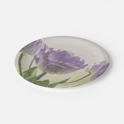 Paarse Tulp Bloem Tuin Trouwfeest borden Papieren Bordje (Gekanteld)