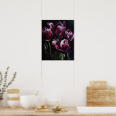 Paarse Tulp Bloemen Kunstprint Poster (Keuken)