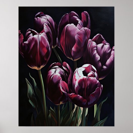 Paarse Tulp Bloemen Kunstprint Poster (Voorkant)