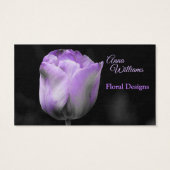 Paarse Tulp Bloemen op Zwart Visitekaartje (Achterkant)