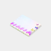Paarse tulp bloemen & vlinders post-it® notes (Schuin)