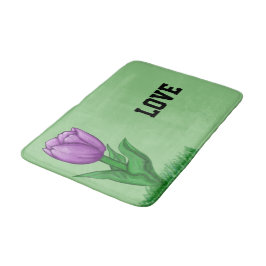 Paarse Tulp Bloemige Saliegroene Liefde Badmat