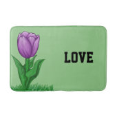 Paarse Tulp Bloemige Saliegroene Liefde Badmat (Voorkant)
