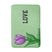 Paarse Tulp Bloemige Saliegroene Liefde Badmat (Voorkant Verticaal)