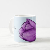 Paarse Tulp Bloemliefde Gepersonaliseerde Blauwe M Koffiemok (Voorkant links)