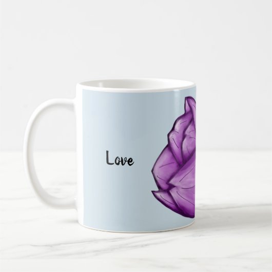 Paarse Tulp Bloemliefde Gepersonaliseerde Blauwe M Koffiemok (Links)