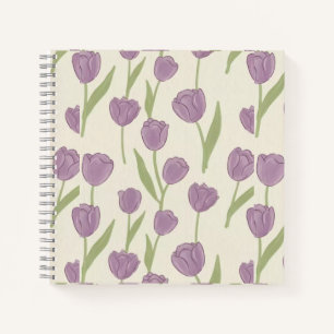 Paarse Tulp Bloemmotief Notitieboek -Mooie Journal